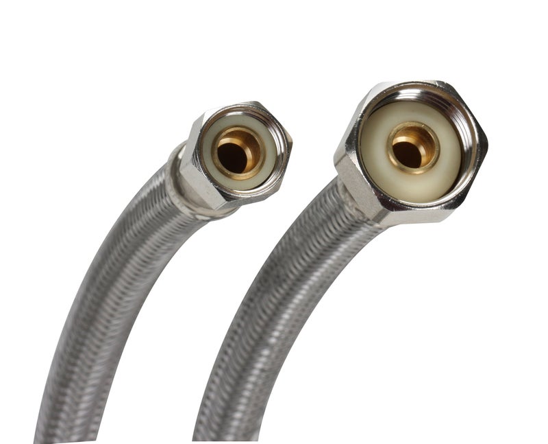 Fluidmaster B1F48 Faucet Connector, Braided Stainless Steel - 3/8 Female Compression Thread x 1/2 F.I.P. Thread, 4 Ft. (48-Inch) Length - Image 1